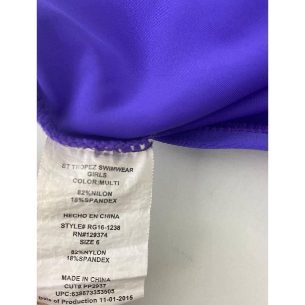 St. Tropez Swim Shirt Beach Purple Pink - Kids Size 6 - Picture 5 of 5